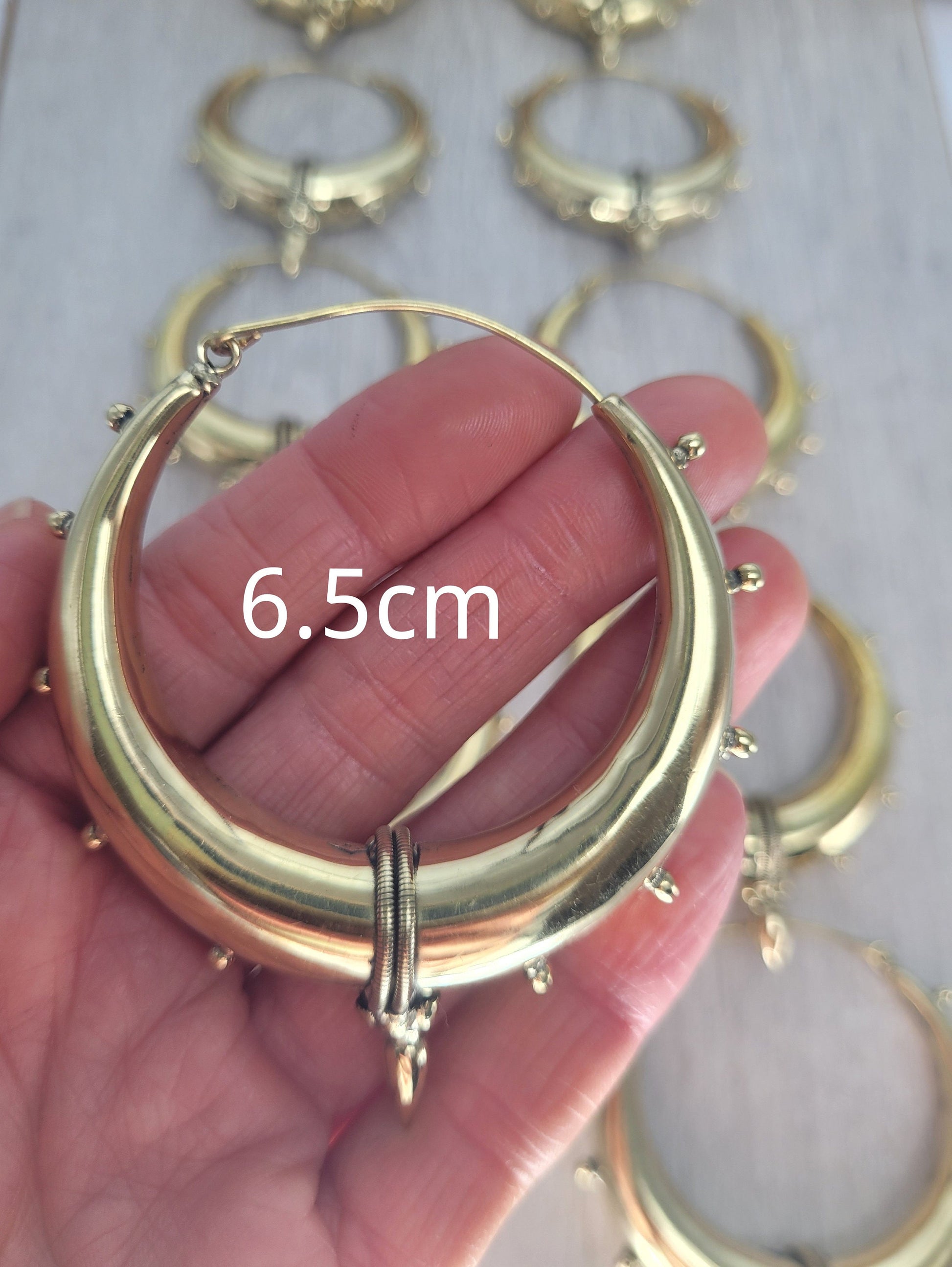 Brass chunky lightweight hoops / Big hoops / Large earrings / Gypsy / Bohemian / Boho / Ethnic hoops / Tribal / Minimal