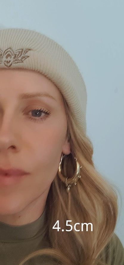 Brass chunky lightweight hoops / Big hoops / Large earrings / Gypsy / Bohemian / Boho / Ethnic hoops / Tribal / Minimal