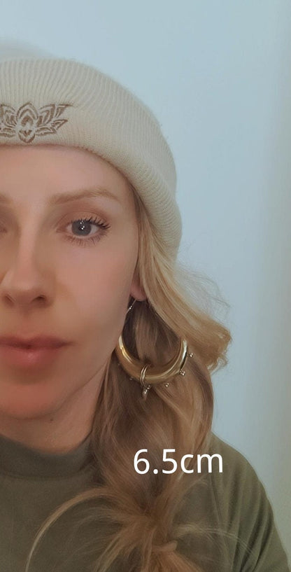 Brass chunky lightweight hoops / Big hoops / Large earrings / Gypsy / Bohemian / Boho / Ethnic hoops / Tribal / Minimal