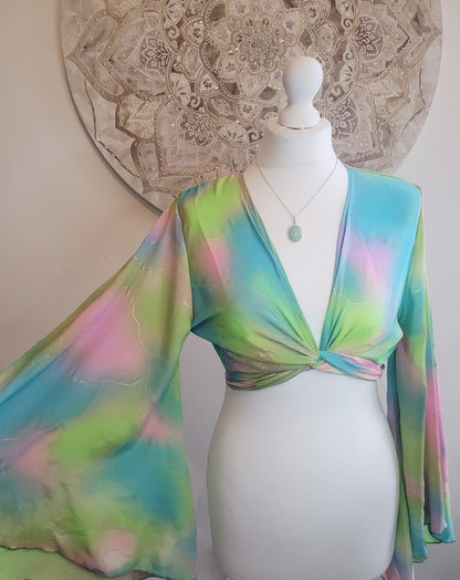 Wrap top / Bohemian / Bamboo silk wrap top / Wrap top / Bamboo silk / Summer Top / Rainbow / Bell sleeves / Kaftan top / Hippie