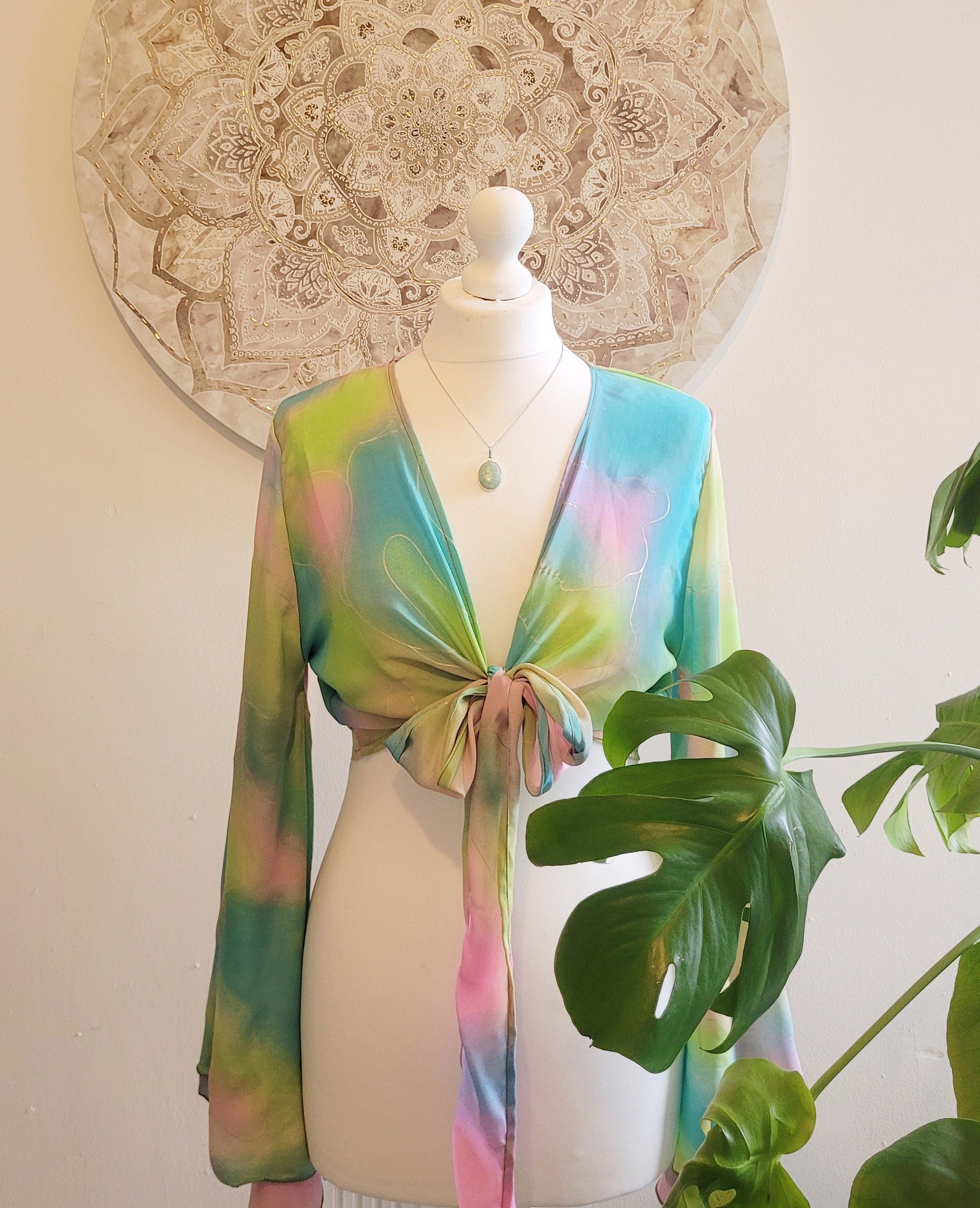 Wrap top / Bohemian / Bamboo silk wrap top / Wrap top / Bamboo silk / Summer Top / Rainbow / Bell sleeves / Kaftan top / Hippie