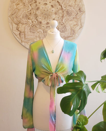 Wrap top / Bohemian / Bamboo silk wrap top / Wrap top / Bamboo silk / Summer Top / Rainbow / Bell sleeves / Kaftan top / Hippie