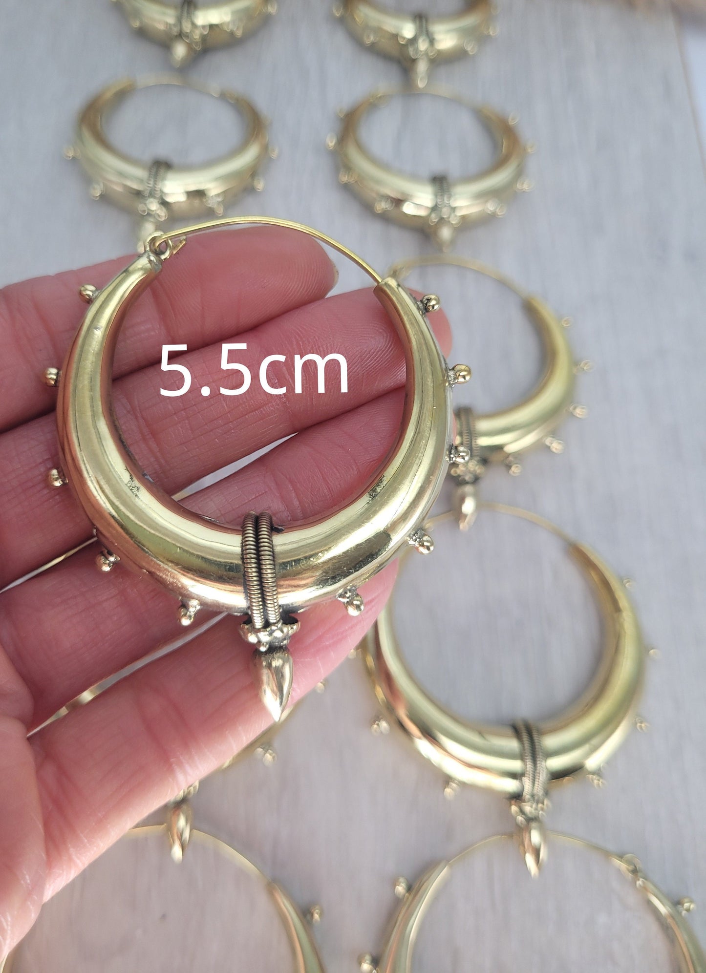 Brass chunky lightweight hoops / Big hoops / Large earrings / Gypsy / Bohemian / Boho / Ethnic hoops / Tribal / Minimal
