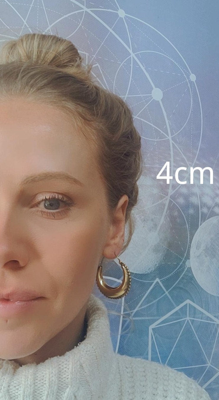 Brass chunky lightweight hoops / Small hoops / Large earrings / Gypsy / Bohemian / Boho / Ethnic hoops