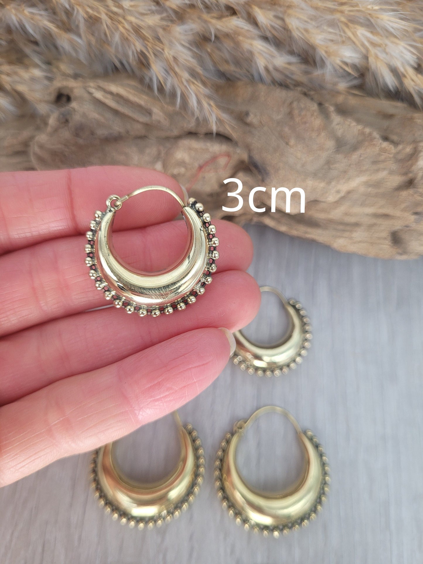 Brass chunky lightweight hoops / Small hoops / Large earrings / Gypsy / Bohemian / Boho / Ethnic hoops