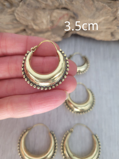 Brass chunky lightweight hoops / Small hoops / Large earrings / Gypsy / Bohemian / Boho / Ethnic hoops