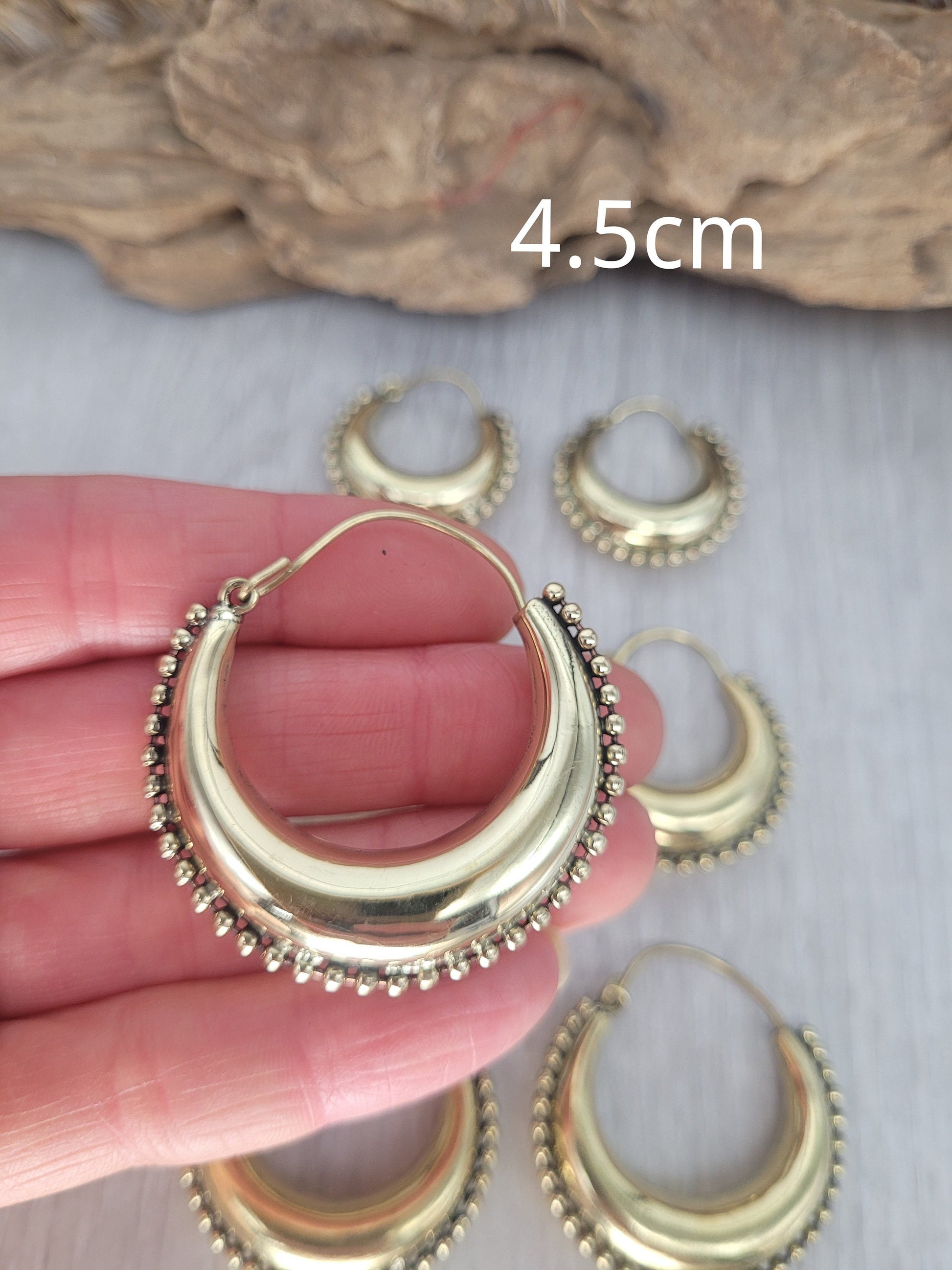 Brass chunky lightweight hoops / Small hoops / Large earrings / Gypsy / Bohemian / Boho / Ethnic hoops