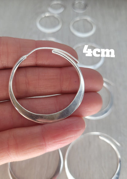 Silver hammered hoops / Hoop earrings / Small hoops / Large hoops / Hippie / Unique / Free shipping