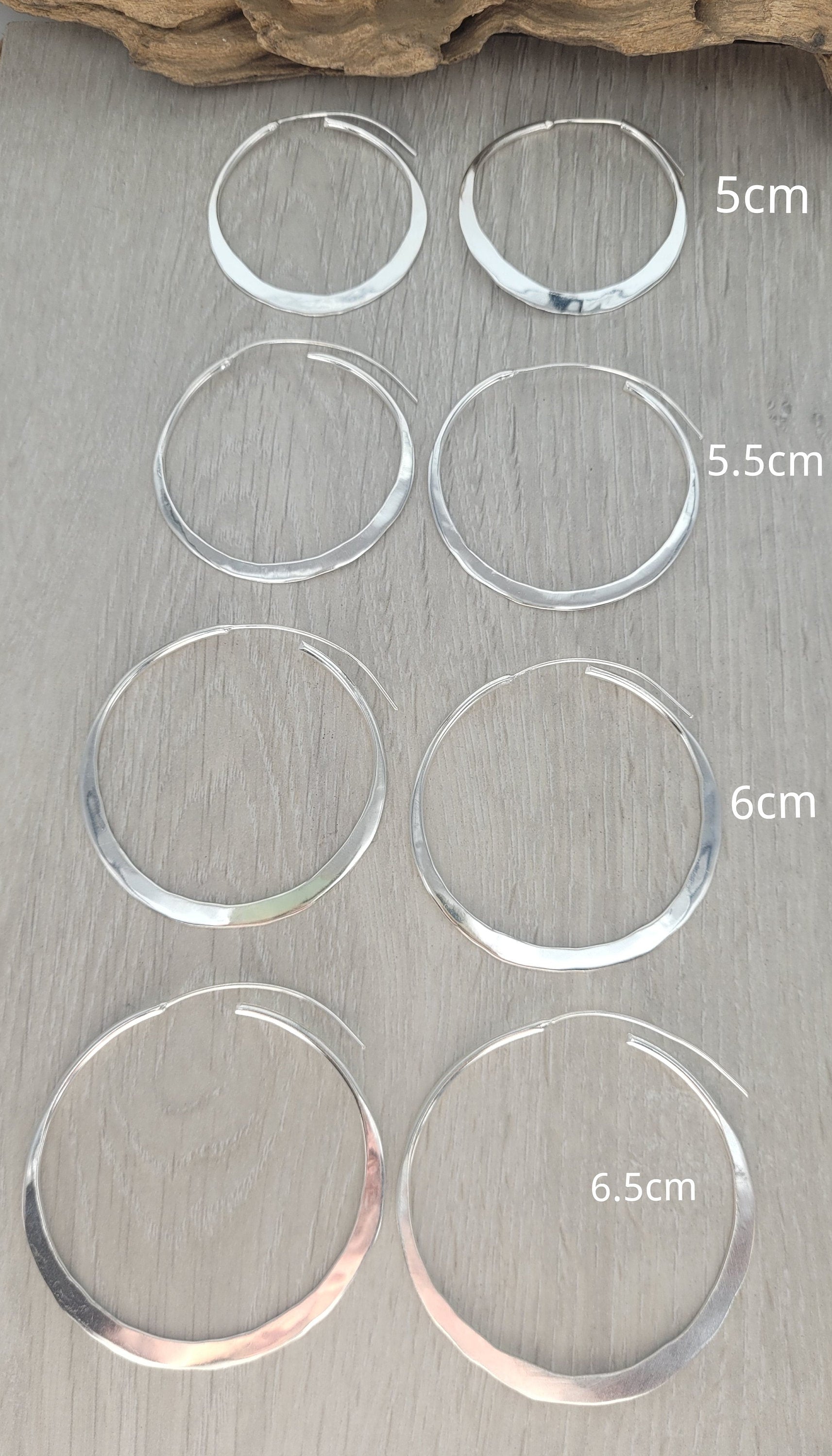 Silver hammered hoops / Hoop earrings / Small hoops / Large hoops / Hippie / Unique / Free shipping