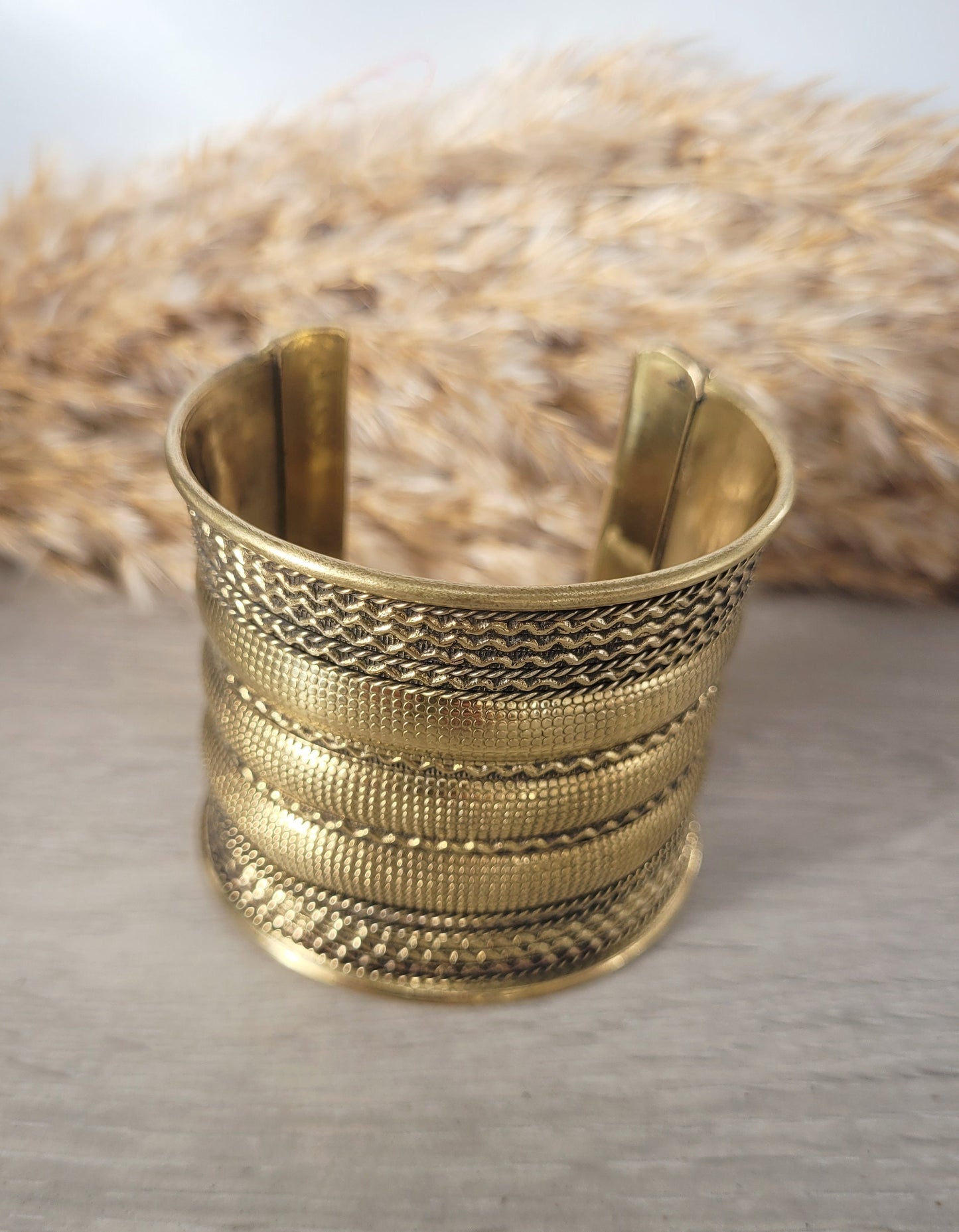 Large gold detailed cuff bracelet / Gold bracele / Cuff bracelet / Unisex bracelet / Boho / Bohemian / Cuff / Large bracelet/Ethnic / Tribal