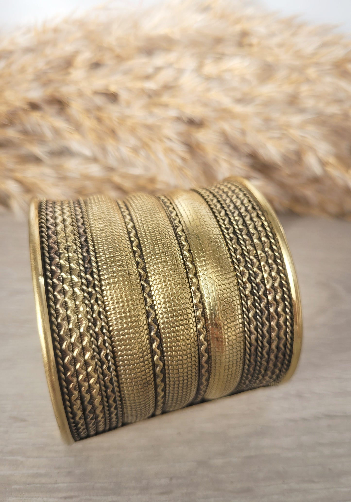 Large gold detailed cuff bracelet / Gold bracele / Cuff bracelet / Unisex bracelet / Boho / Bohemian / Cuff / Large bracelet/Ethnic / Tribal