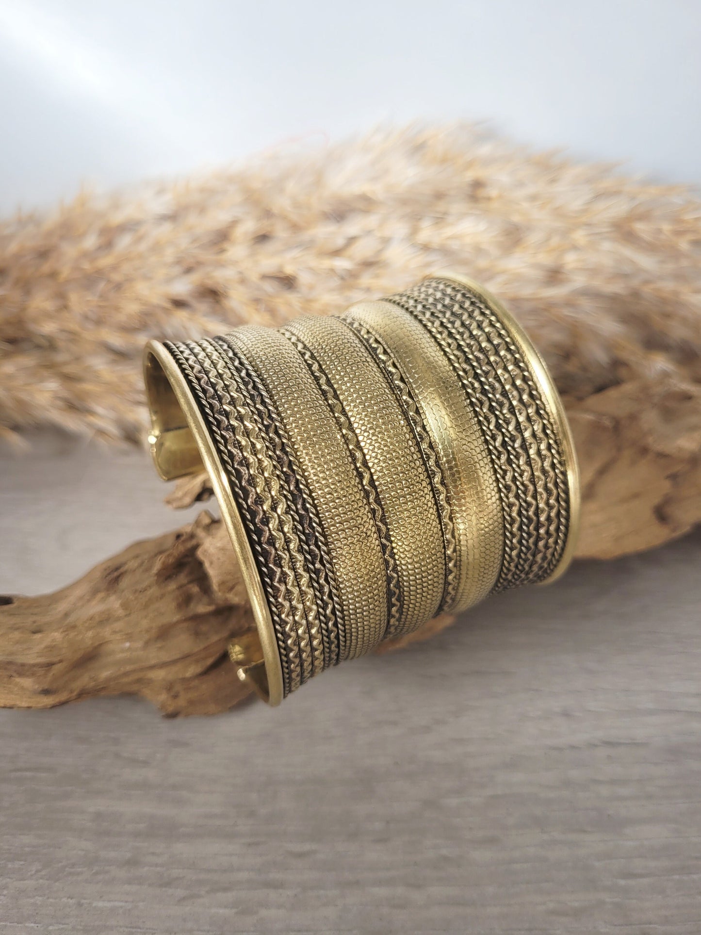 Large gold detailed cuff bracelet / Gold bracele / Cuff bracelet / Unisex bracelet / Boho / Bohemian / Cuff / Large bracelet/Ethnic / Tribal