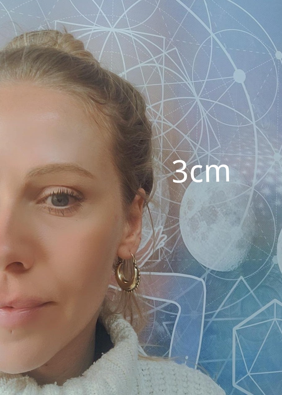 Brass chunky lightweight hoops / Small hoops / Large earrings / Gypsy / Bohemian / Boho / Ethnic hoops