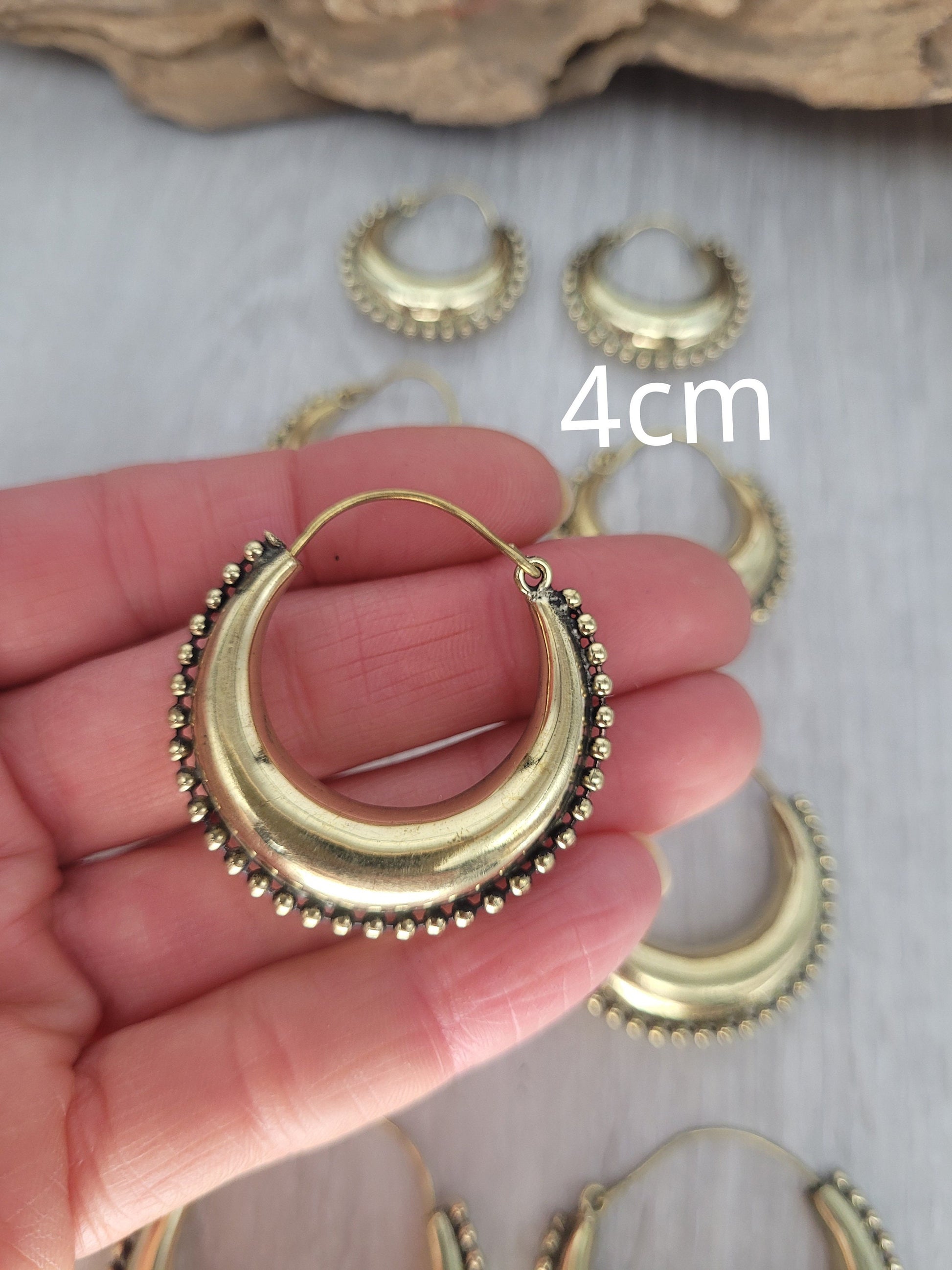 Brass chunky lightweight hoops / Small hoops / Large earrings / Gypsy / Bohemian / Boho / Ethnic hoops