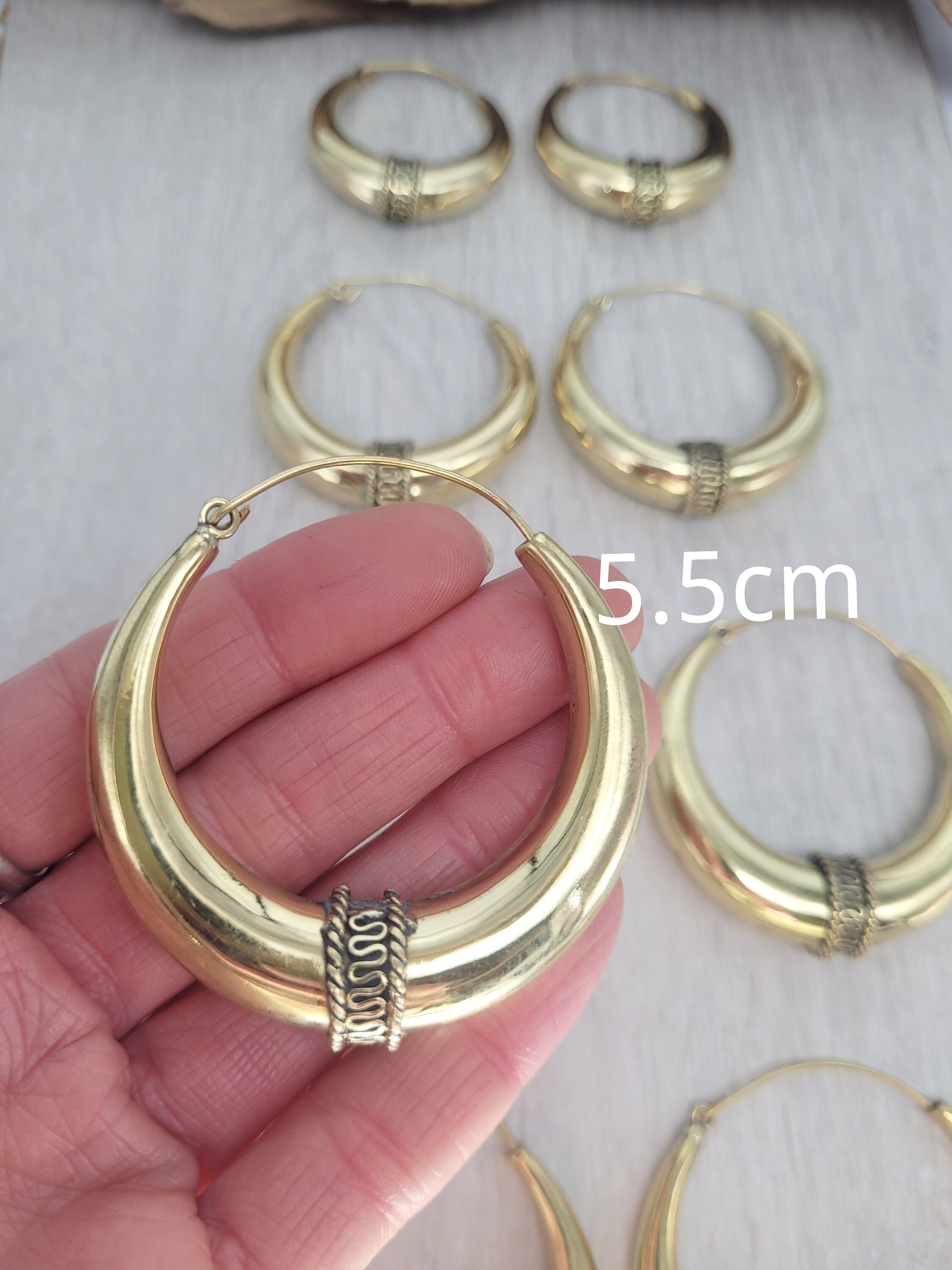 Golden hoops / Large hoops / Detailed hoops / Gypsy / Boho / Tribal / Ethnic / Golden jewellery / Bohemian / Brass hoops / Bali hoops