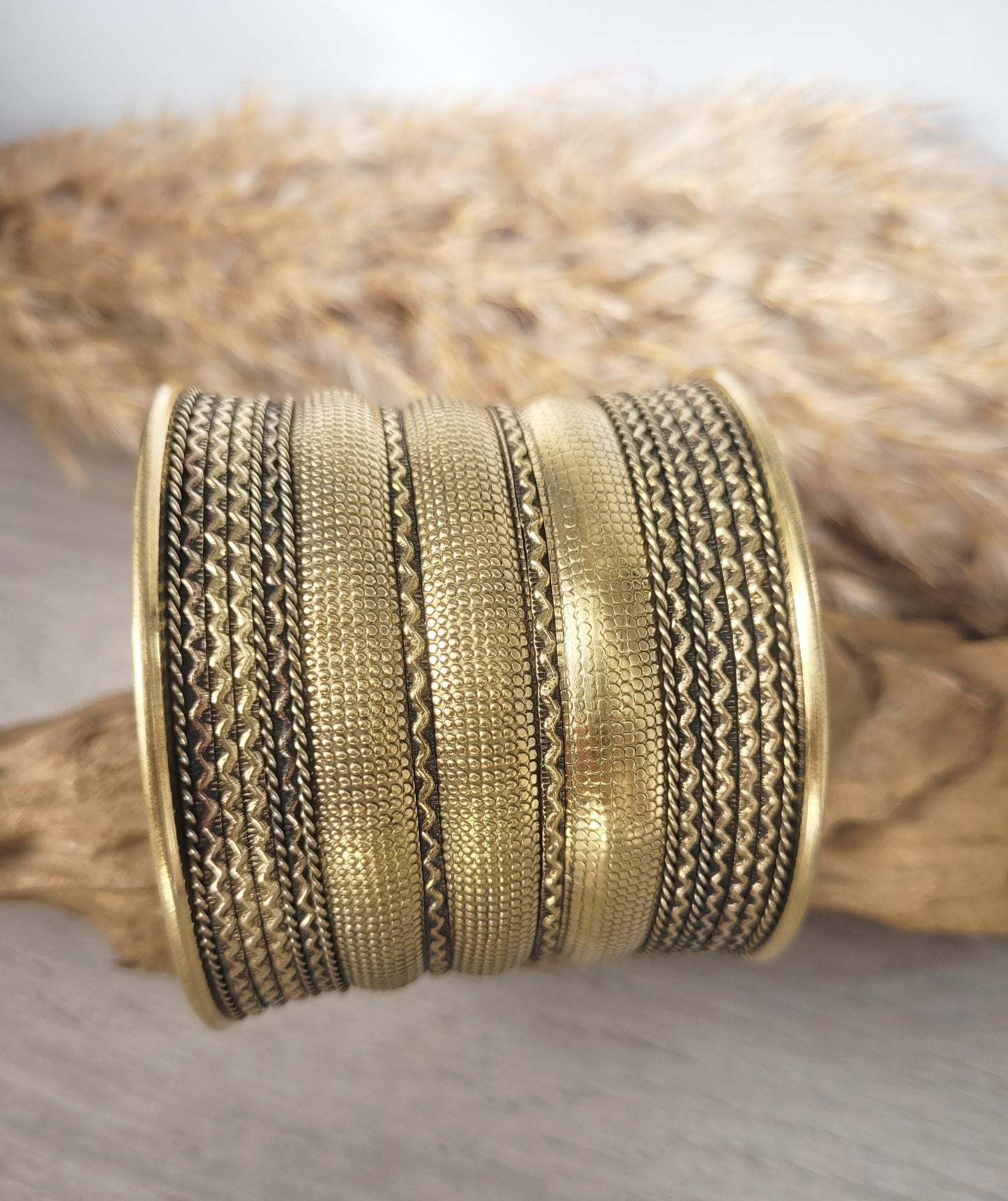 Large gold detailed cuff bracelet / Gold bracele / Cuff bracelet / Unisex bracelet / Boho / Bohemian / Cuff / Large bracelet/Ethnic / Tribal