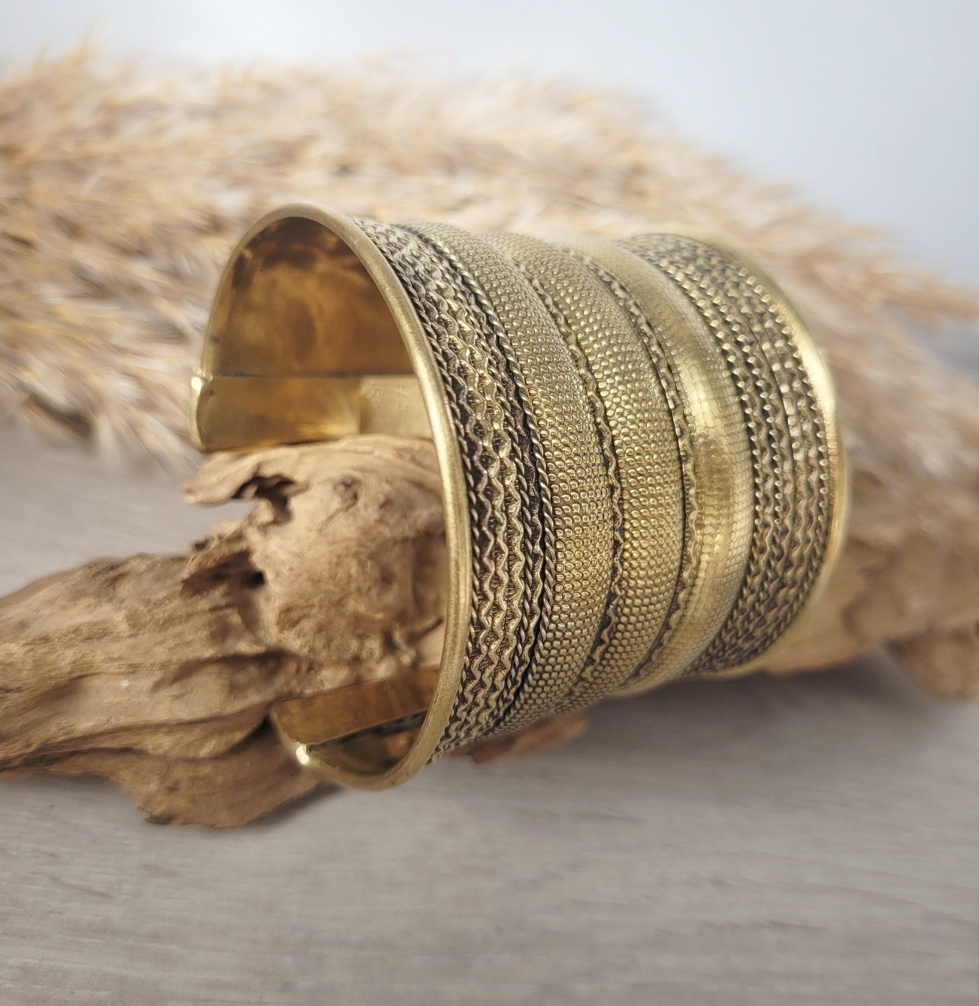 Large gold detailed cuff bracelet / Gold bracele / Cuff bracelet / Unisex bracelet / Boho / Bohemian / Cuff / Large bracelet/Ethnic / Tribal