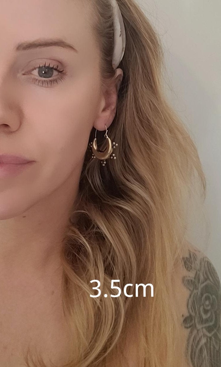 Brass chunky lightweight hoops / Small hoops / Large earrings / Gypsy / Bohemian / Boho / Ethnic hoops / Gold / Hoops/ Unique