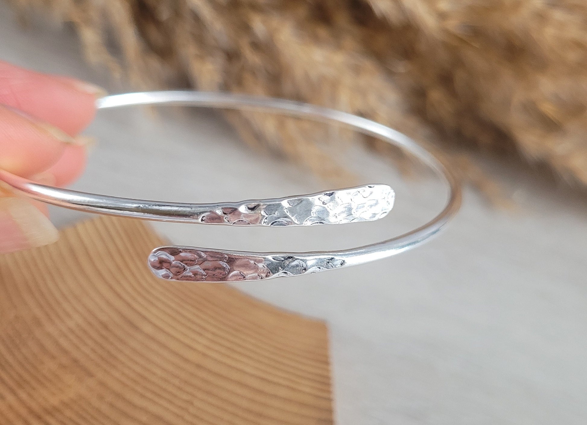 silver Upper arm bracelet / Cuff / Top arm band / Hammered jewellery / Handmade / Bohemian/ Boho / Ethnic / Unique design