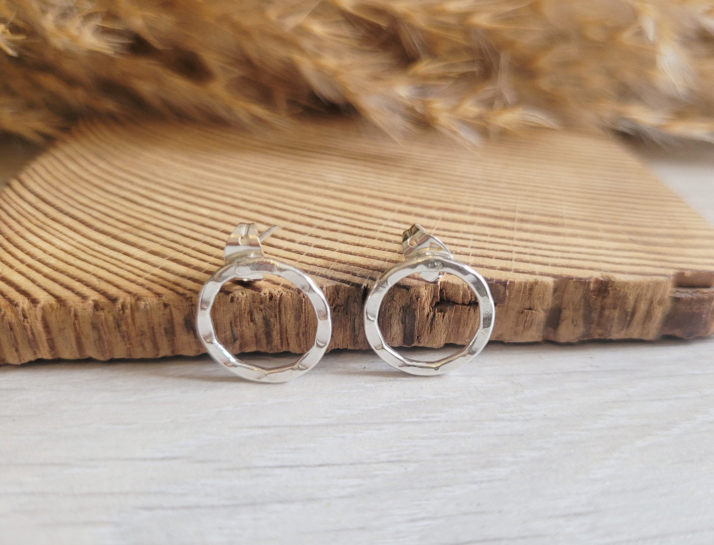 Silver small studs / Hoop studs / Hoops / Silver / Minimalist / Silver jewellery / Studs / Hammered earrings
