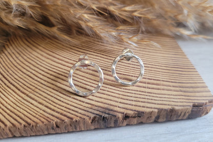 Silver small studs / Hoop studs / Hoops / Silver / Minimalist / Silver jewellery / Studs / Hammered earrings