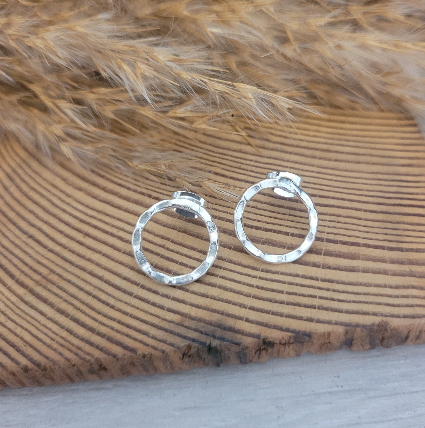 Silver small studs / Hoop studs / Hoops / Silver / Minimalist / Silver jewellery / Studs / Hammered earrings
