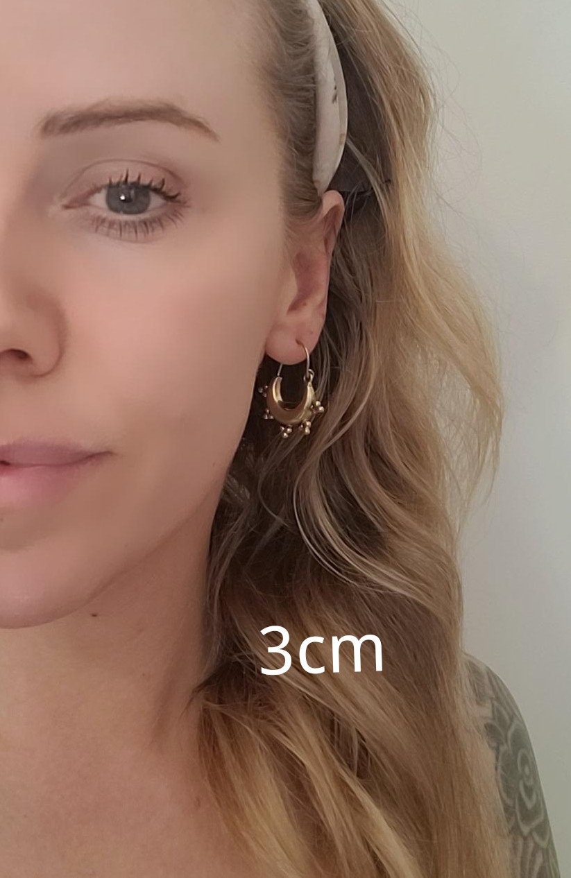 Brass chunky lightweight hoops / Small hoops / Large earrings / Gypsy / Bohemian / Boho / Ethnic hoops / Gold / Hoops/ Unique