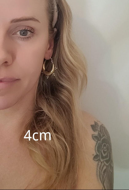 Brass chunky lightweight hoops / Small hoops / Large earrings / Gypsy / Bohemian / Boho / Ethnic hoops / Gold / Hoops/ Unique
