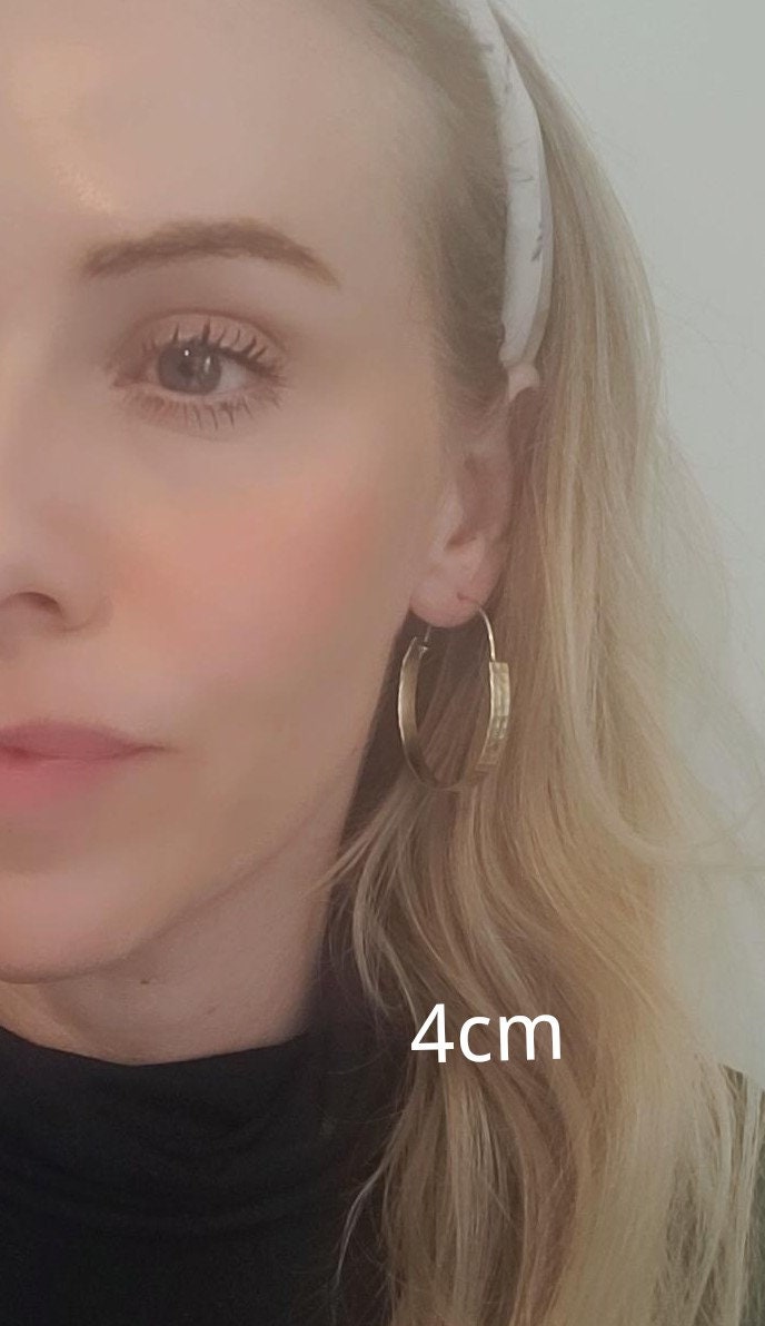 Brass hammered hoops / Hoop earrings / Small hoops / Large hoops / Hippie / Unique / Hoops / Gold / Golden jewellery / Boho