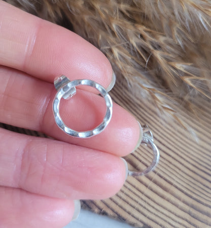 Silver small studs / Hoop studs / Hoops / Silver / Minimalist / Silver jewellery / Studs / Hammered earrings