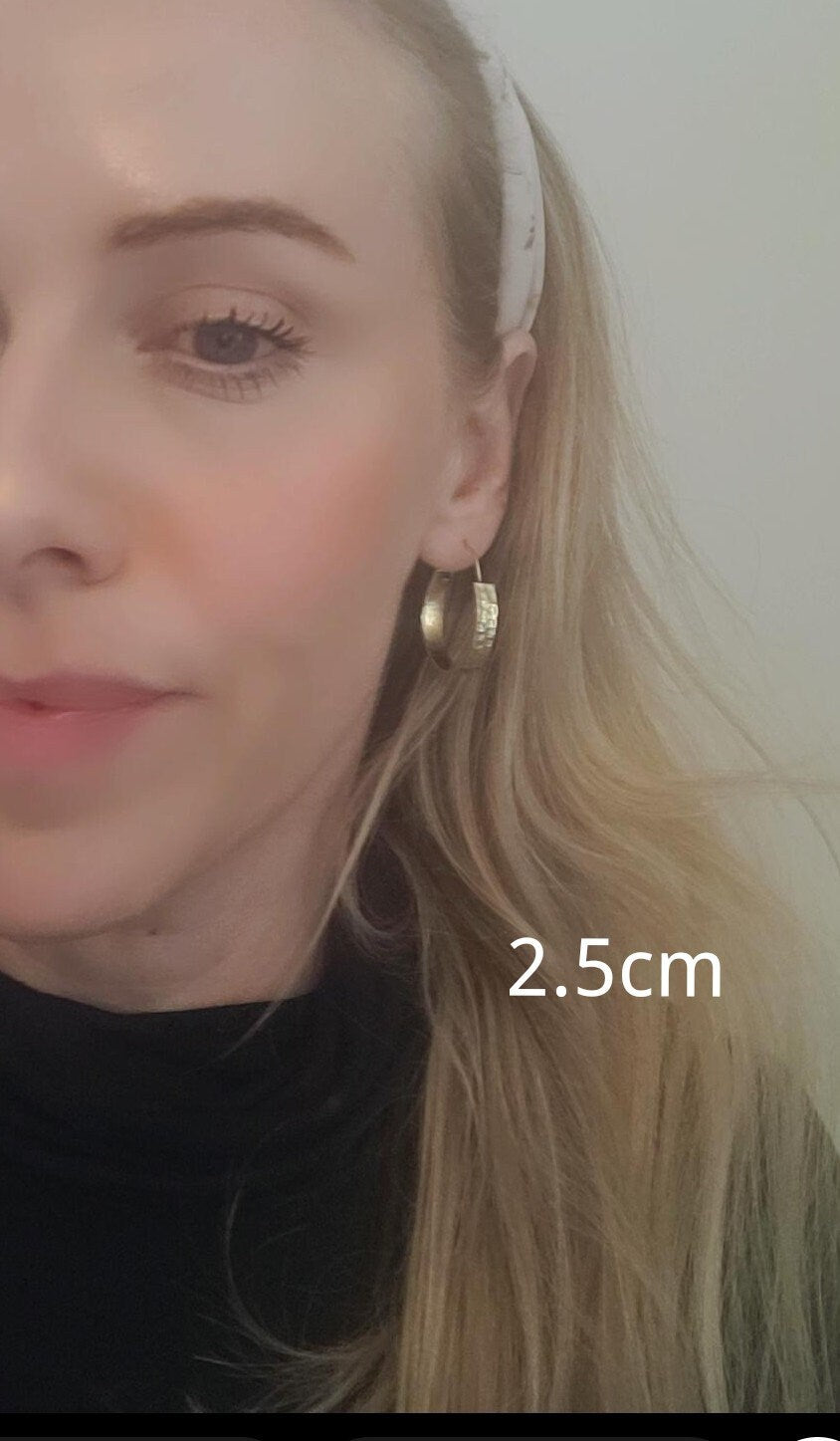 Brass hammered hoops / Hoop earrings / Small hoops / Large hoops / Hippie / Unique / Hoops / Gold / Golden jewellery / Boho