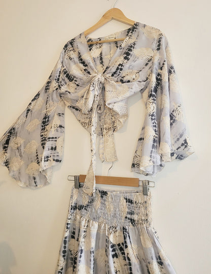 Top and trouser set / Co-ord set / Bohemian clothing / Bamboo silk / Cute set / Hippie / Wrap top / Hippie trousers / Wrap over