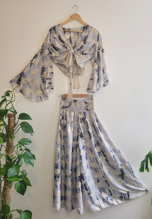 Top and trouser set / Co-ord set / Bohemian clothing / Bamboo silk / Cute set / Hippie / Wrap top / Hippie trousers / Wrap over