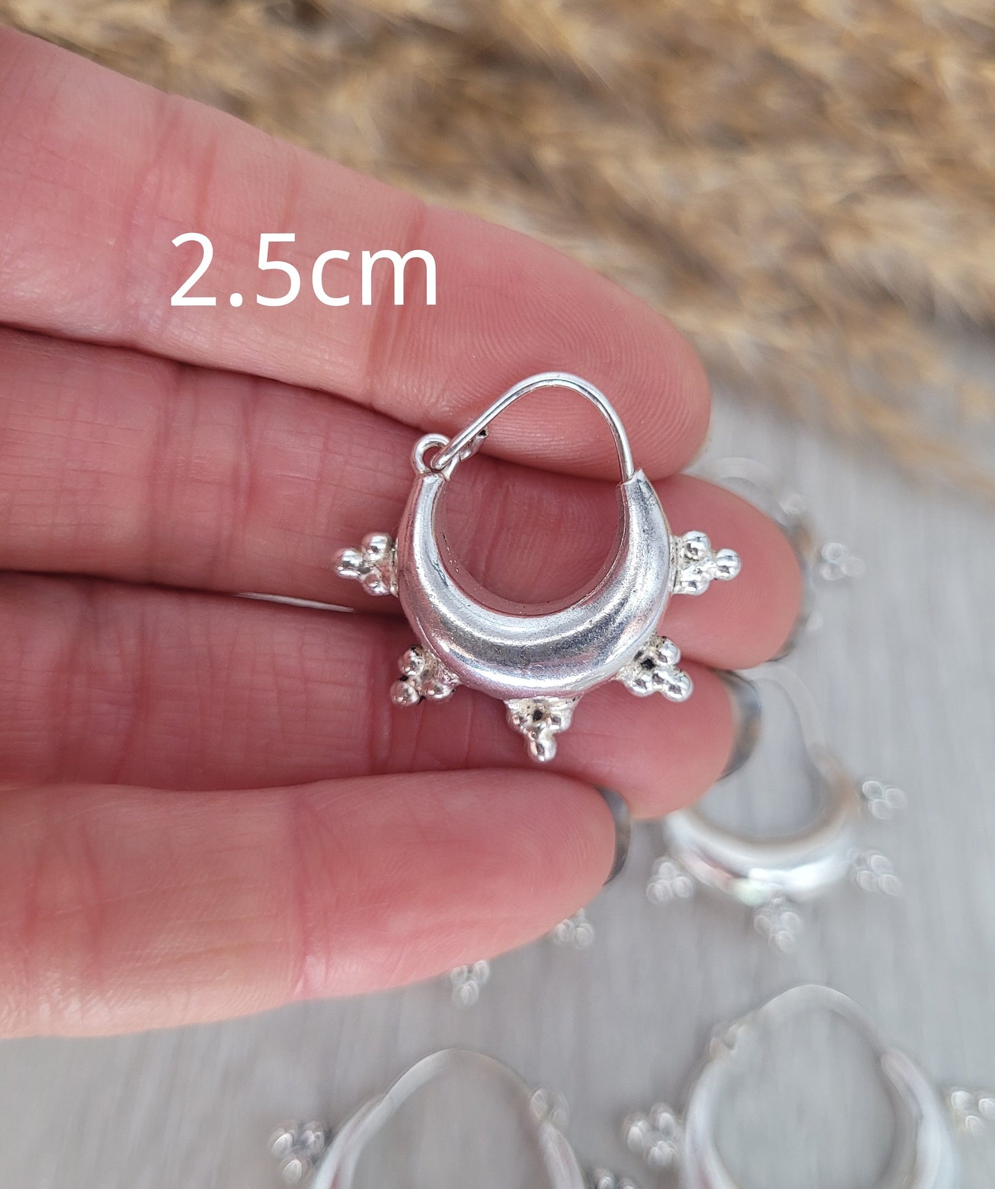 Silver chunky lightweight hoops / Small hoops / Large earrings / Gypsy / Bohemian / Boho / Ethnic hoops / Detailed / Hoops/ Unique