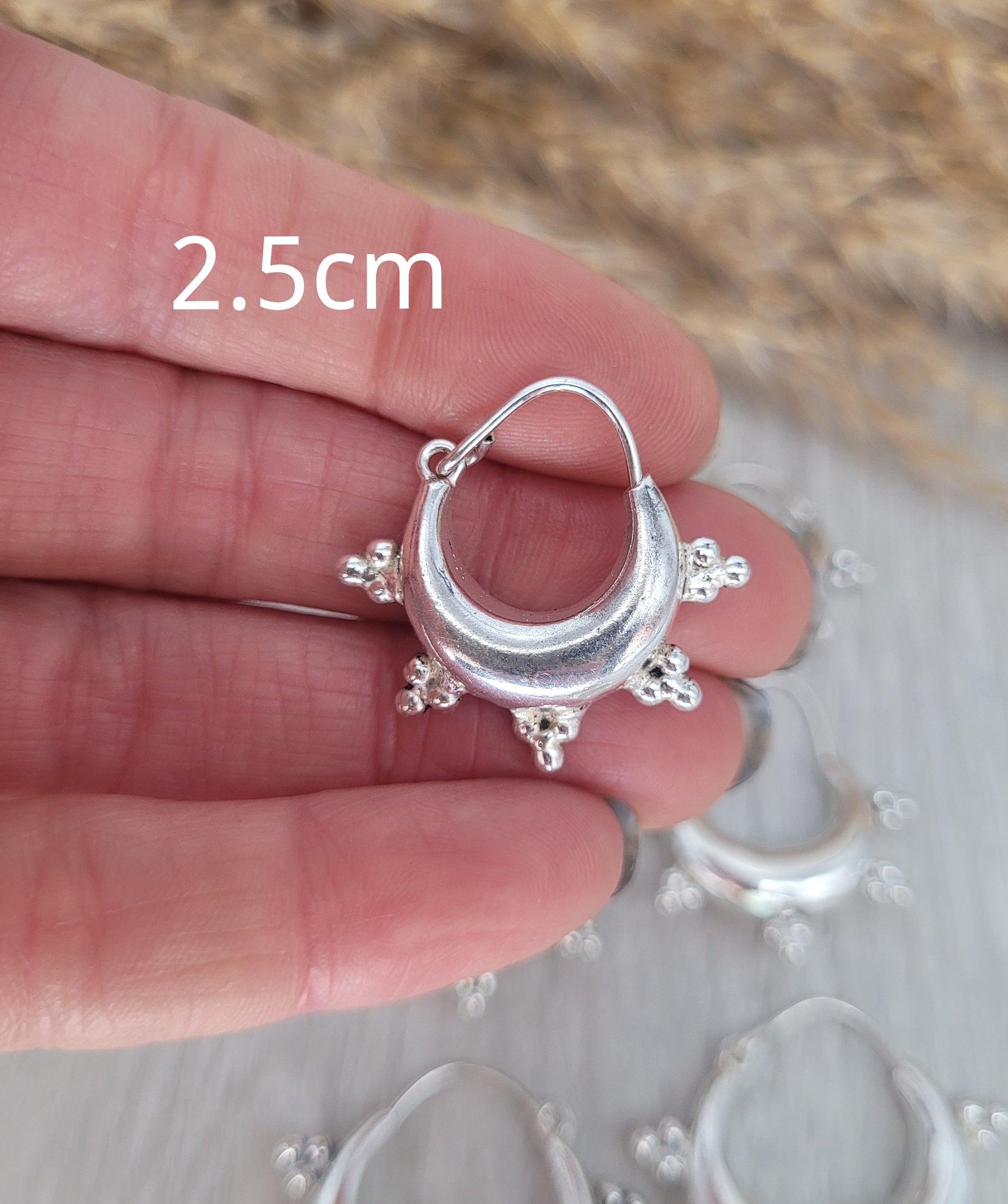 Silver chunky lightweight hoops / Small hoops / Large earrings / Gypsy / Bohemian / Boho / Ethnic hoops / Detailed / Hoops/ Unique