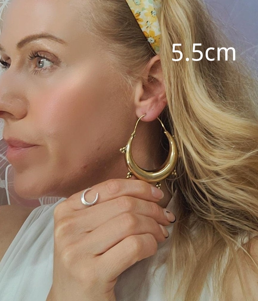 Brass chunky lightweight hoops / Small hoops / Large earrings / Gypsy / Bohemian / Boho / Ethnic hoops / Gold / Hoops/ Unique
