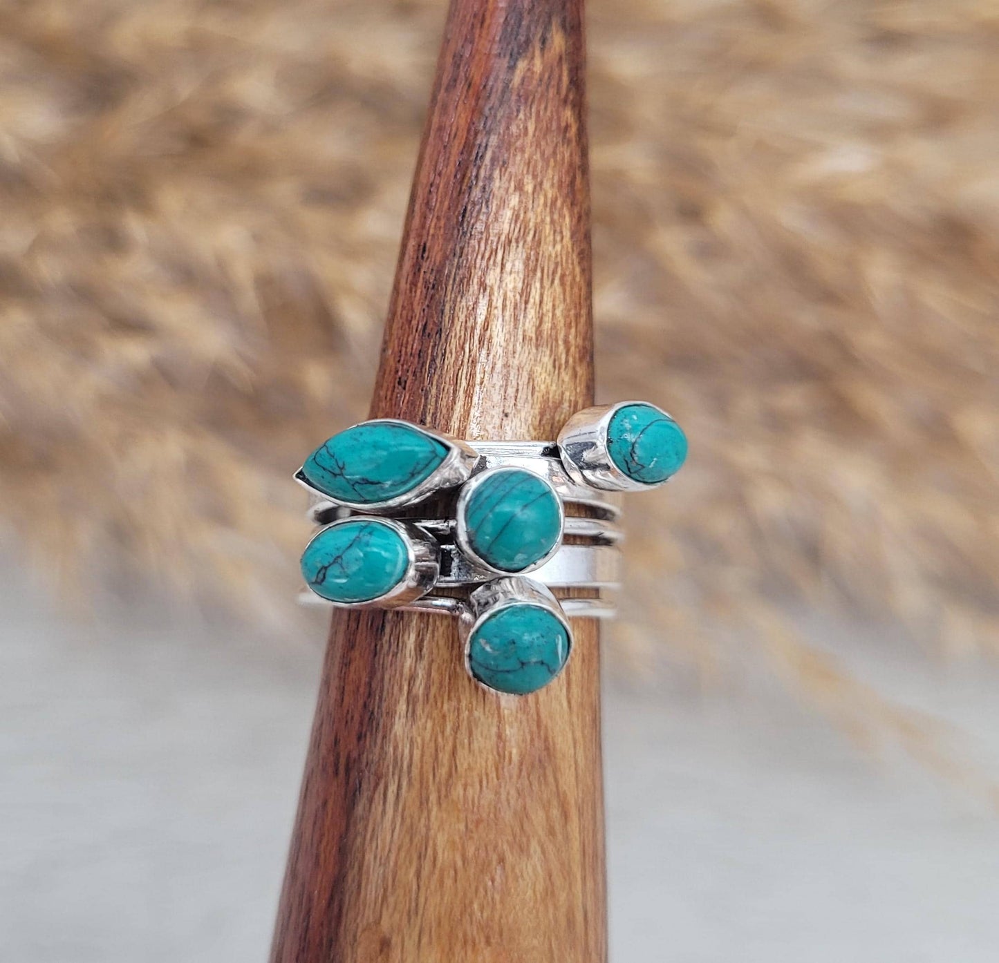 Silver turquoise ring / Stackable rings / Healing jewellery / Silver ring / Bohemian / Boho / Ethnic