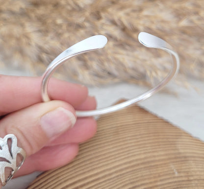 Hammered Silver Plated Bracelet: Adjustable Minimalist Jewelry
