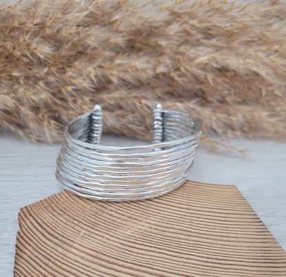 Silver cuff bracelet / Statement jewellery / Boho style / Bohemian / Gift / Hippie / Tribal / Free uk shipping / Cuff arm bracelet
