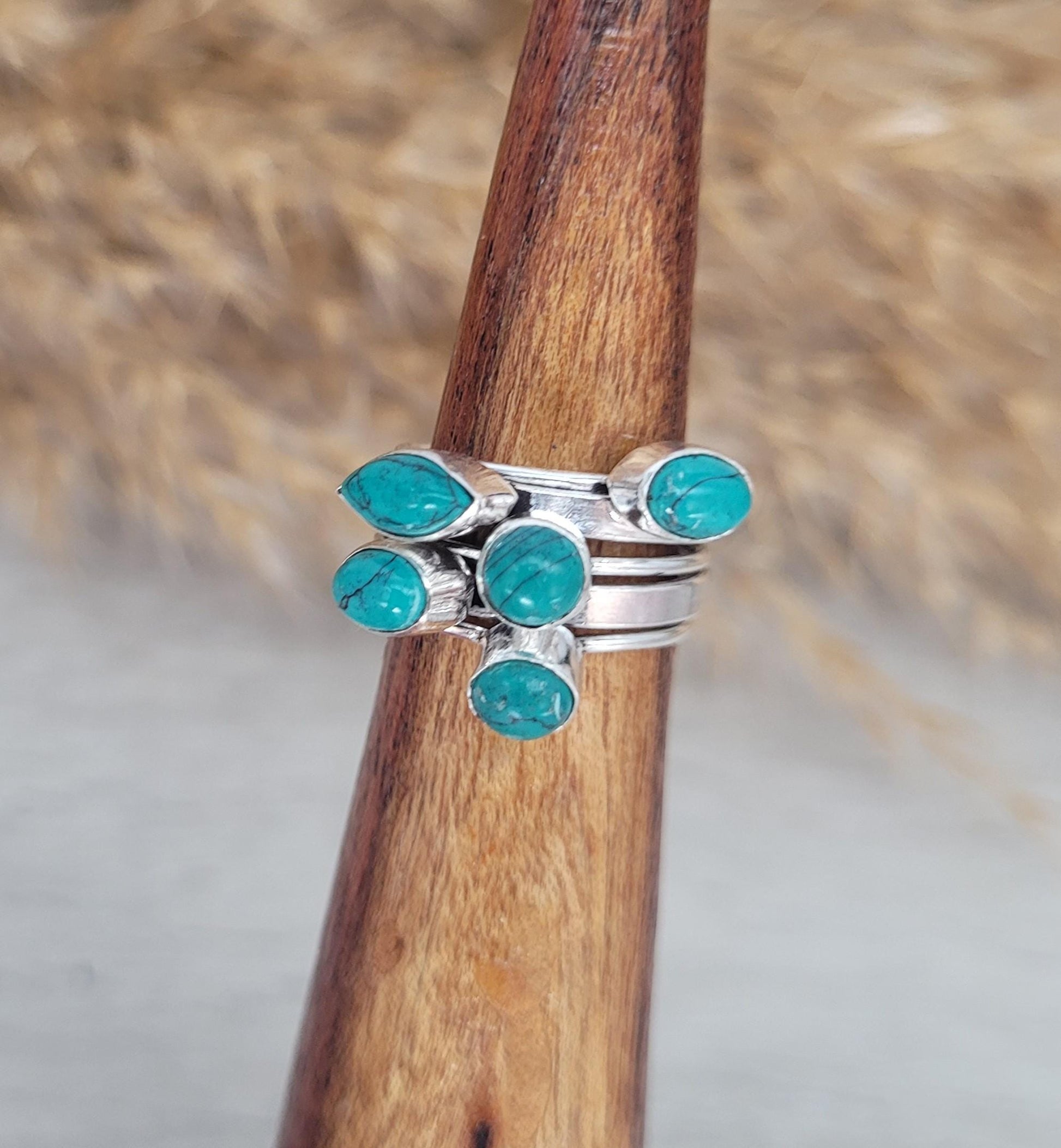 Silver turquoise ring / Stackable rings / Healing jewellery / Silver ring / Bohemian / Boho / Ethnic