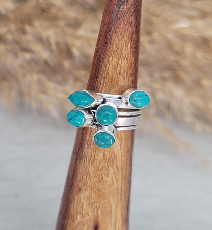 Silver turquoise ring / Stackable rings / Healing jewellery / Silver ring / Bohemian / Boho / Ethnic