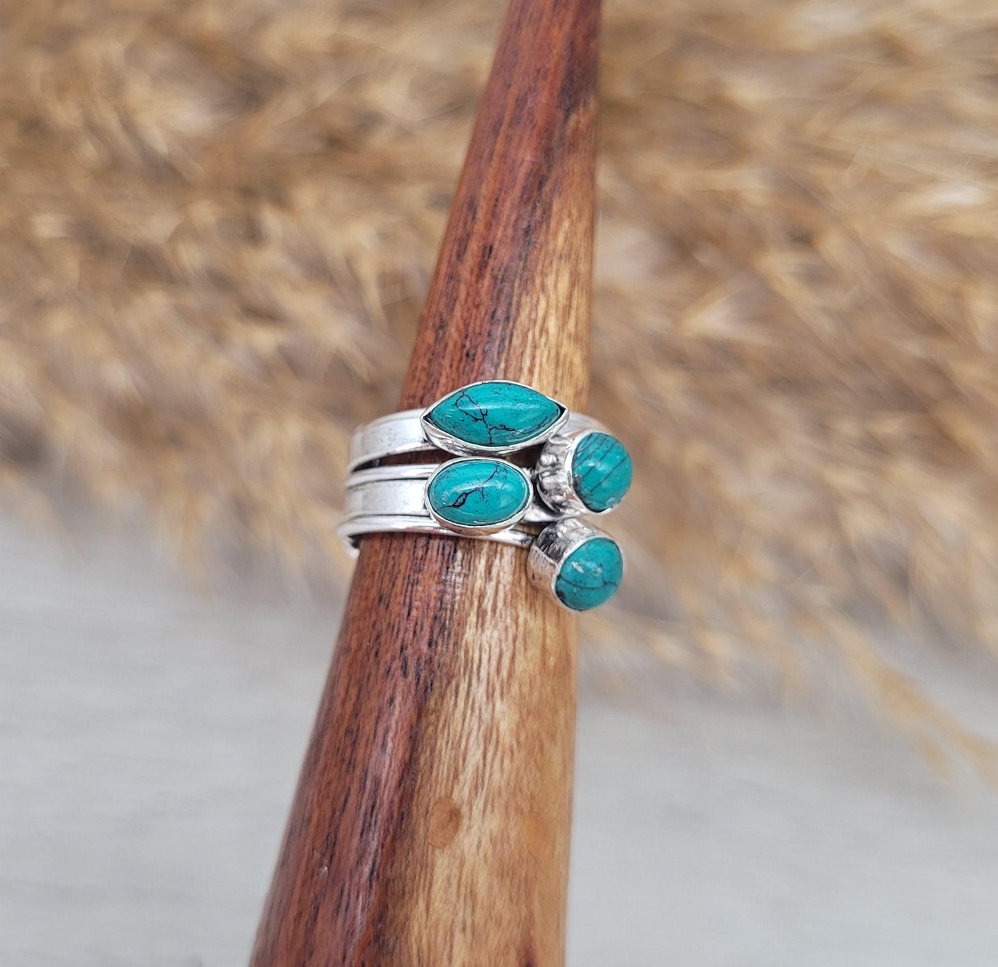 Silver turquoise ring / Stackable rings / Healing jewellery / Silver ring / Bohemian / Boho / Ethnic