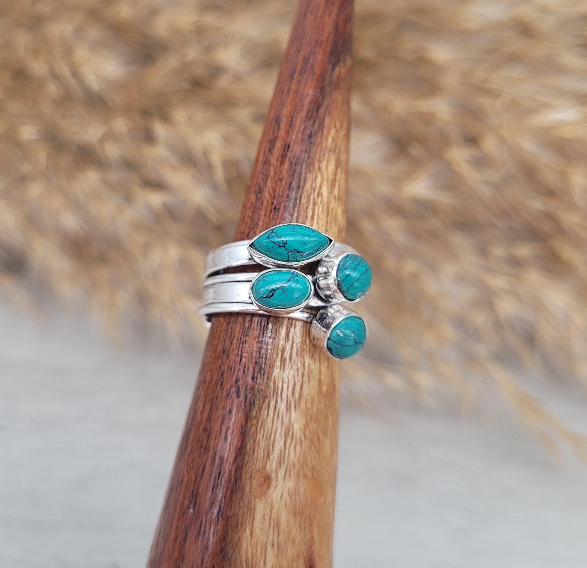 Silver turquoise ring / Stackable rings / Healing jewellery / Silver ring / Bohemian / Boho / Ethnic