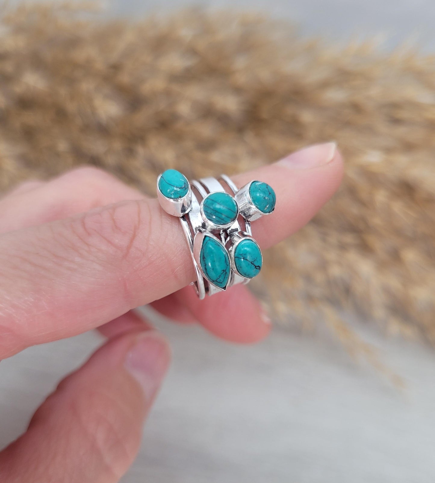 Silver turquoise ring / Stackable rings / Healing jewellery / Silver ring / Bohemian / Boho / Ethnic