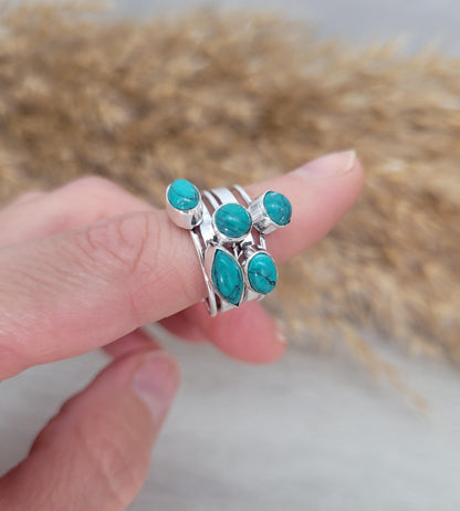 Silver turquoise ring / Stackable rings / Healing jewellery / Silver ring / Bohemian / Boho / Ethnic