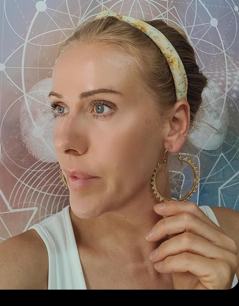 Gold detailed hoops / Big hoops / Brass earrings / Hoops / Gift / Bohemian / Boho / Large earrings /
