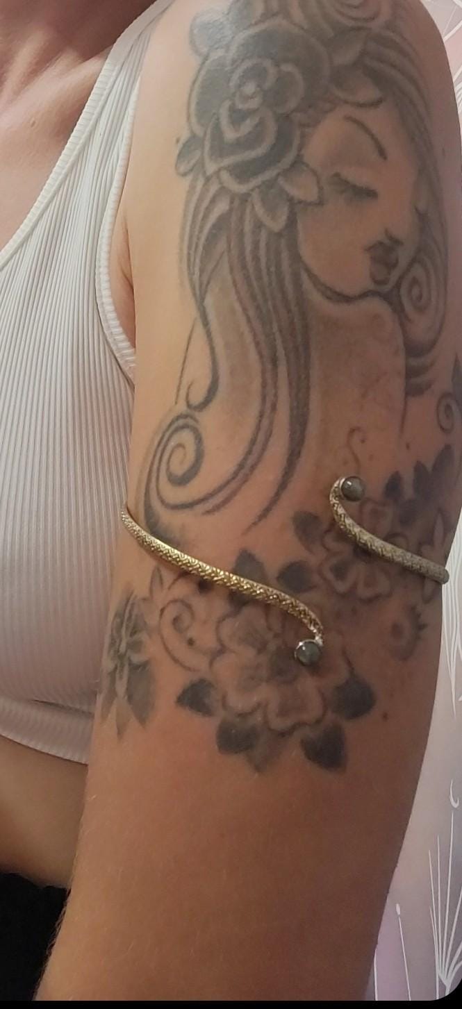 Brass labradorite arm bracelet / Arm cuff / Bangle / Crystal / Gold jewellery / Cute gift / Unique / Healing