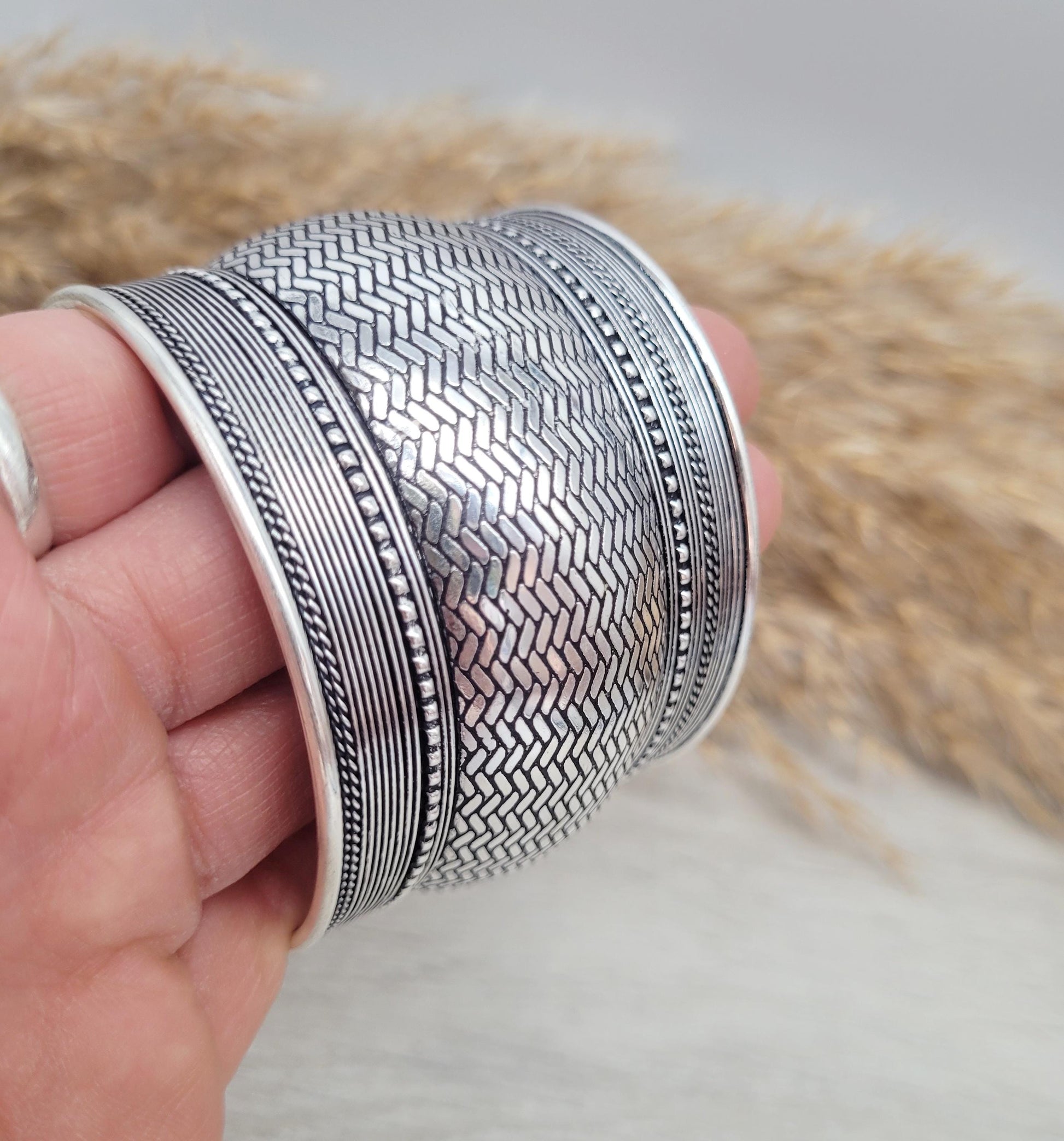 Silver cuff bracelet / Statement jewellery / Boho style / Bohemian / Gift / Hippie / Tribal / Free uk shipping / Cuff arm bracelet / Cuff