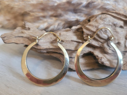 Gold hoops / hoops / Golden / Spiral / Boho / Rustic / Hammered / Bohemian / Pretty / Free shipping
