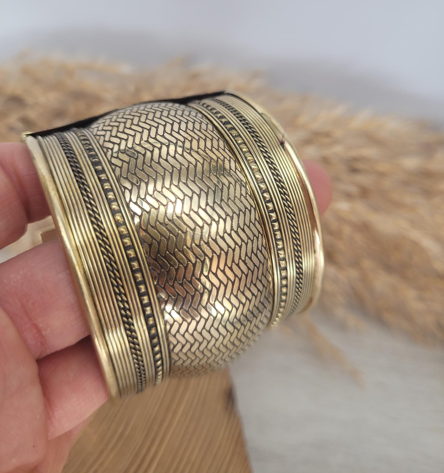 Large gold detailed cuff bracelet / Gold bracele / Cuff bracelet / Unisex bracelet / Boho / Bohemian / Cuff / Large bracelet/Ethnic / Tribal